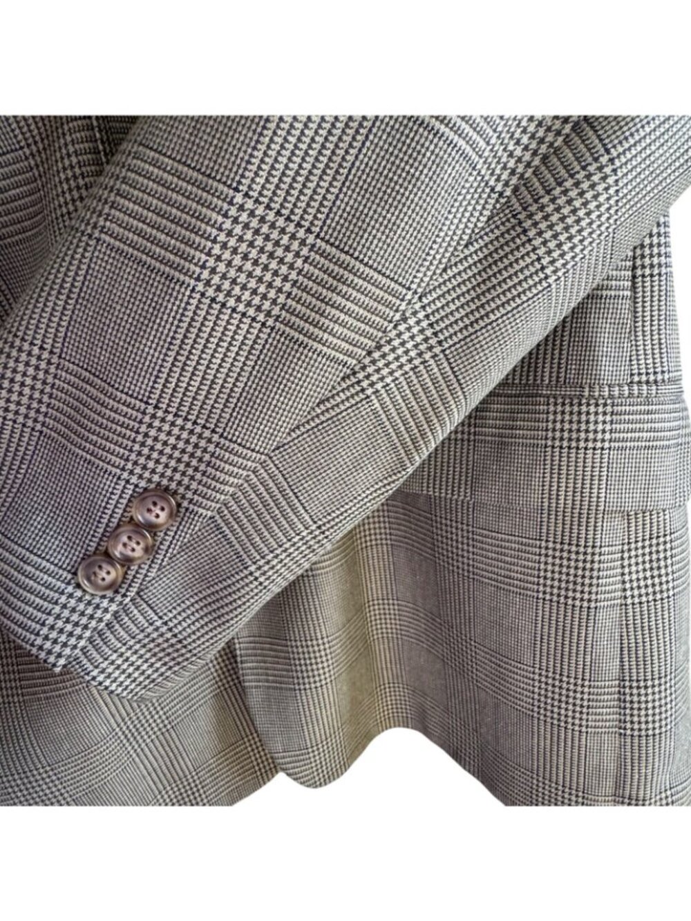 Brandini Le Collezioni Mens 41R Wool Silk Plaid Blazer Two Button Brown Canada - Picture 7 of 10